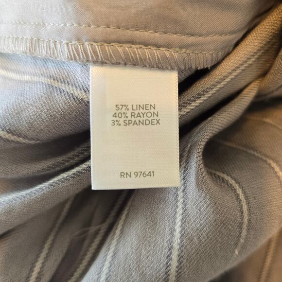 J Jill Linen Stretch Crop Pants Women's 10P Grey Multi Stripe Coastal Career NEW - Picture 7 of 10